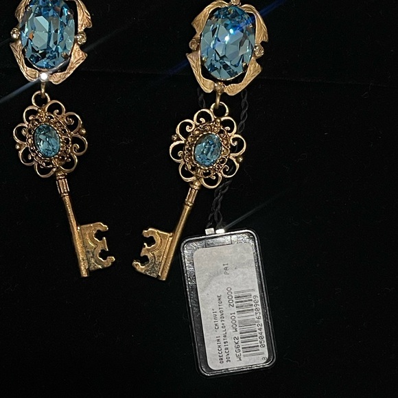 Dolce & Gabbana Gold and Blue Key Earrings - Picture 5 of 7